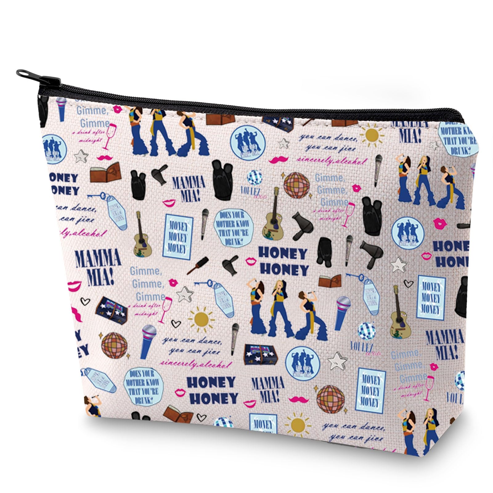 FEELMEM Mamma Music Inspired Gift Mamma Stuff Musical Comedy Travel Toiletry Bag Mamma Music Fans Makeup Bag