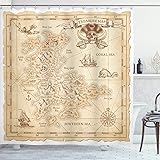 Ambesonne Island Shower Curtain, Old Antique