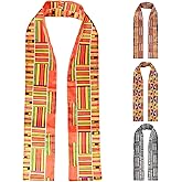 Ulikuwa African Kente Print Stole Sash, Kente Cloth Scarves, Unisex African Scarf for Black History Month & Kwanzaa