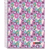 Miquelrius Fashion 4 Subject Premium Spiral Notebook, Lavender Meadow Design Cover, 8.5" x 11", 7mm College Rule, 130 Perforated Sheets (30 Colored Sheets/Subject)
