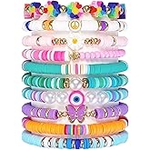 SIELEVIN 10 PCS Kids Friendship Bracelets for Teen Girls Women little Girl Jewelry Colorful Clay Bead Bracelet Set Beach Style Jewelry Gift