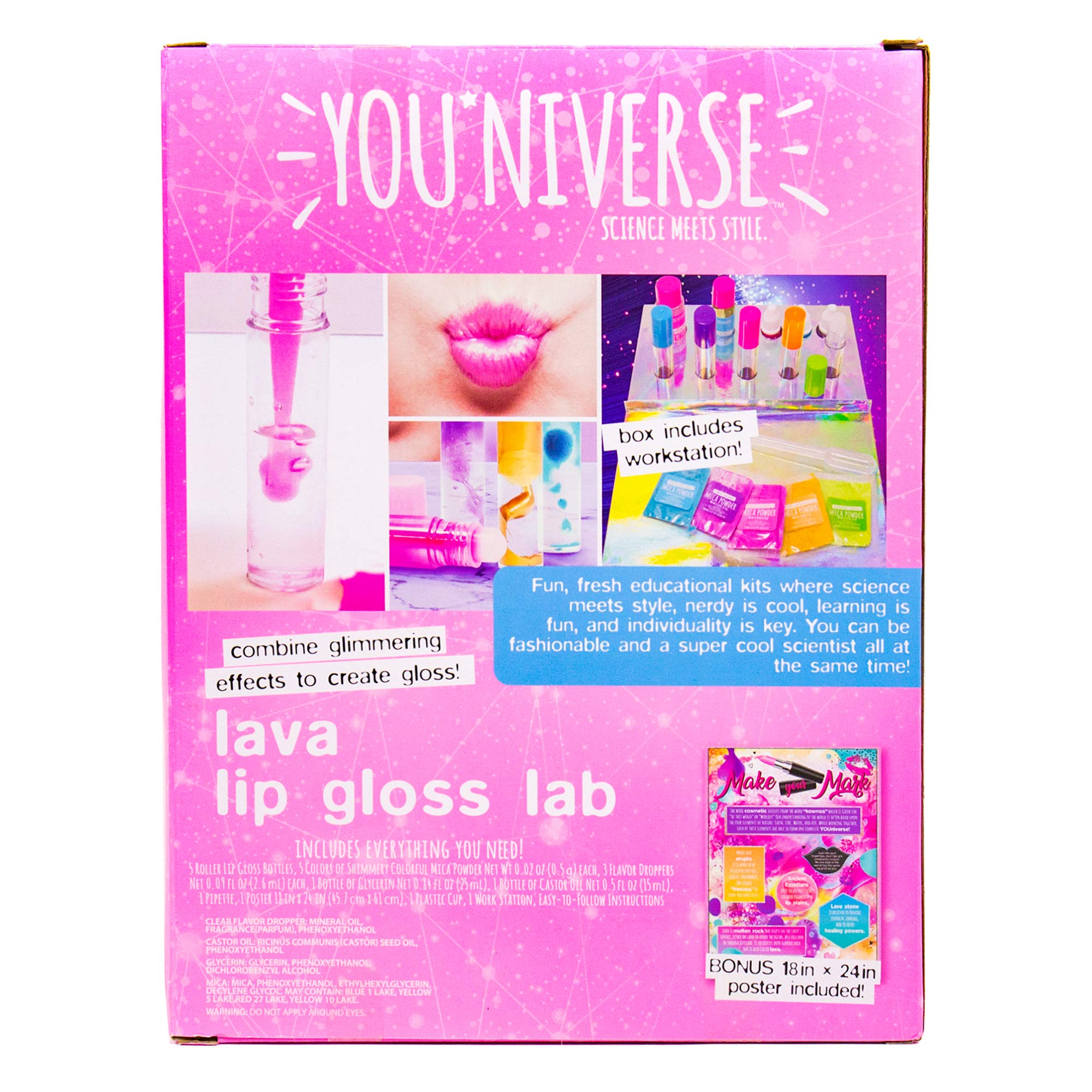 Youniverse Lava Lip Gloss Lab by Horizon Group USA, Girl STEM Craft Kit