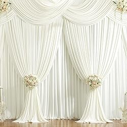 8 Panels Ivory Backdrop Curtains for Wedding Party