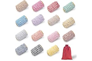 CASFER Bakers Twines Cotton Twine – 2mm 100% Natural Twine String Cords for DIY Art & Crafts, Christmas Wrapping, Home Decoration & Tags - 15 Rolls Assorted Color Baker’s Twine Ropes (82 Feet/Roll)