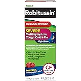 Robitussin Maximum Strength Severe Nighttime Multi-Symptom Cough, Cold and Flu Medicine, Nighttime CF Max, Raspberry Flavor -