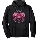 Cute Zodiac Sign Aries Pink Teal for Astrology Lover Pullover Hoodie