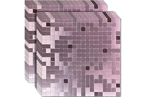 XUANINY 10-Piece Self-Adhesive Metal Backsplash, Peel and Stick Tile for Kitchen Brushed Aluminium Surface backsplash(Pink Brushed)