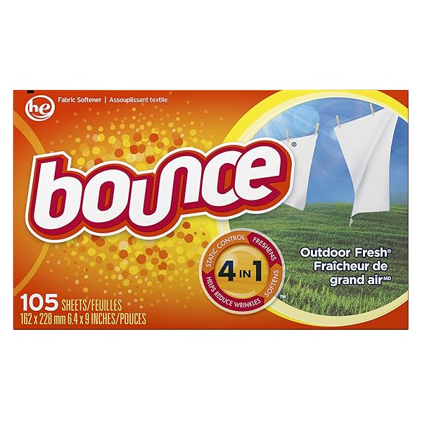 BOUNCE FABRIC SOFTENER SHEETS, OUTDOOR FRESH, 105 COUNT