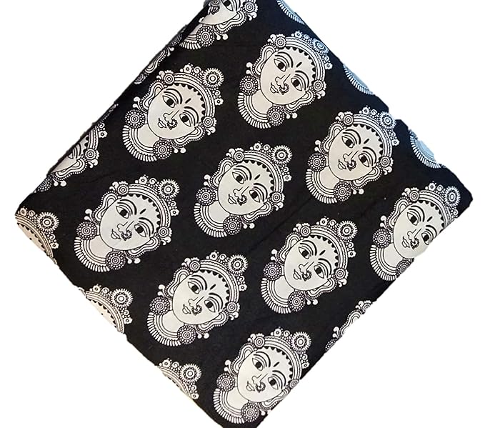 Cotton Kalamkari Handblock Saree Blouse Fabric 100 cms Black Base Dancers (Cotton)