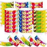 Eersida 500 Pcs Paper Wristbands for Events Tie Dye Rainbow Bracelet Event Wristbands Bulk Adhesive Identification Armbands for concert party classroom festivals