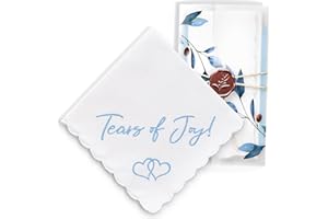 W&F GIFT Wedding Handkerchief - 12" x 12" - Something Blue for Bride on Wedding Day - Father Mother of the Bride Gifts, Bridal Wedding Hankie - Tears of Joy for Happy Tears Wedding Handkerchief - BOL