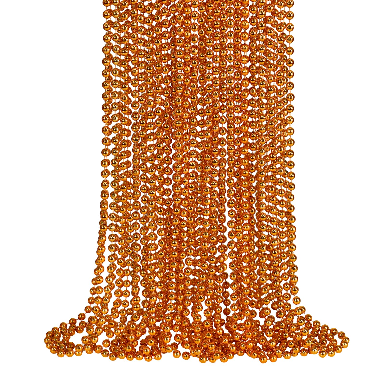 24 PCS Orange Bead Necklaces, Orange Mardi Gras Beads, Halloween Necklaces, 33 Inch 7 mm Party Beads Necklace Round Beaded Necklaces for Mardi Gras, Christmas, Halloween, Carnival Party Favors