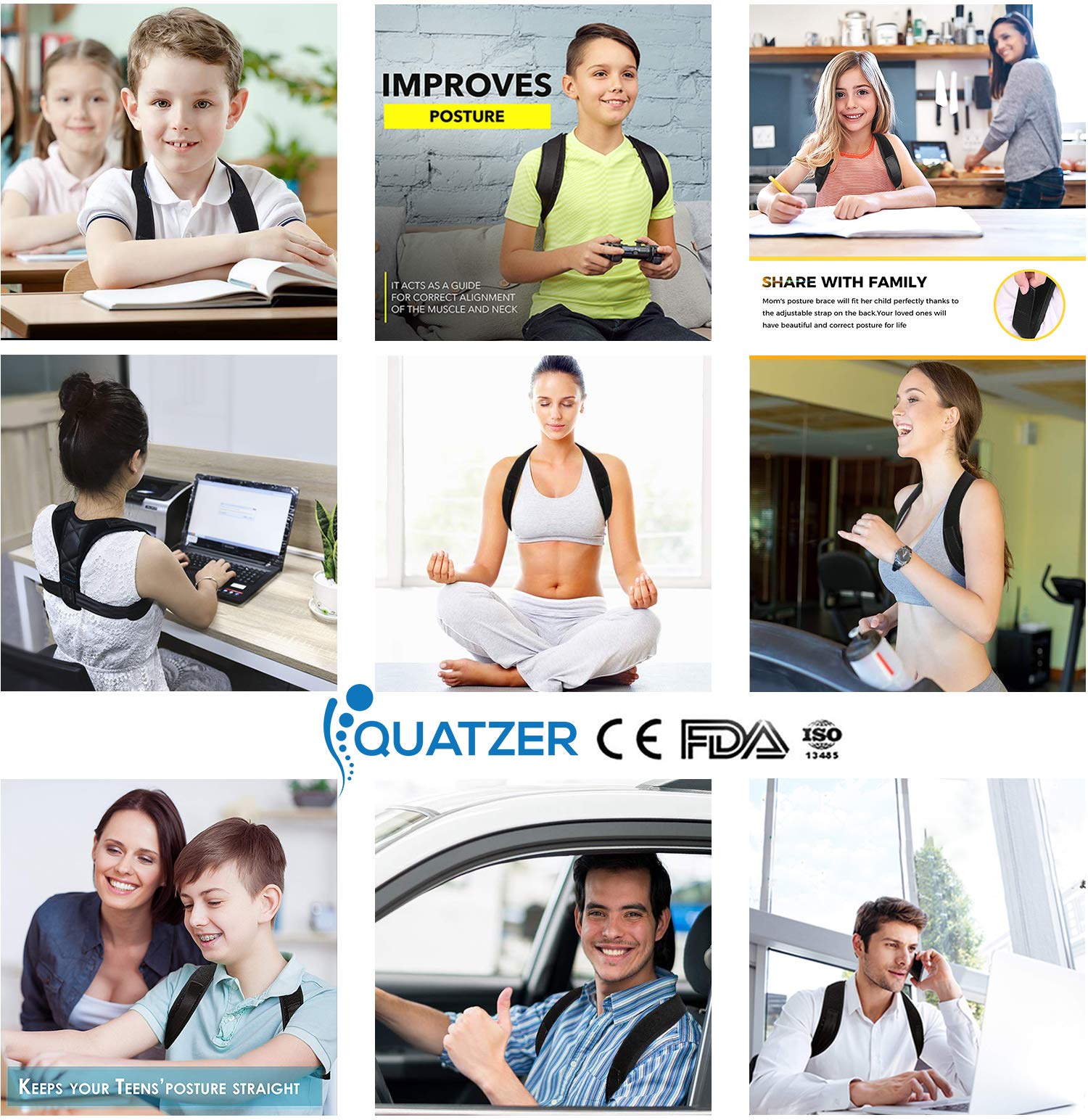 Haltungskorrektur und Rückentrainer für Herren und Frauen - Verstellbare Rückenbandage für gerade Schulterunterstützung - Unterstützung für Wirbelsäule, Nacken - kostenlose Tasche+Ebook+Elastikband