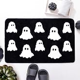 TRUEDAYS Halloween Ghost Bathroom Rug, 32x20 Inch Cute Bath Mat, Black | Classic Ghost Pattern, Spooky Halloween Bathroom Decor, Soft Tufted Surface, Non Slip TPR Backing, Water Absorbent