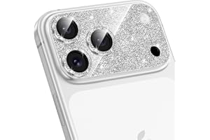 Matekxy for iPhone 17 Pro Max Camera Lens Protector Glitter - Cute Girly Metal Bling Ring Cover for Women, 9H Anti-Scratch Tempered Glass with Aluminum Edging,Sliver