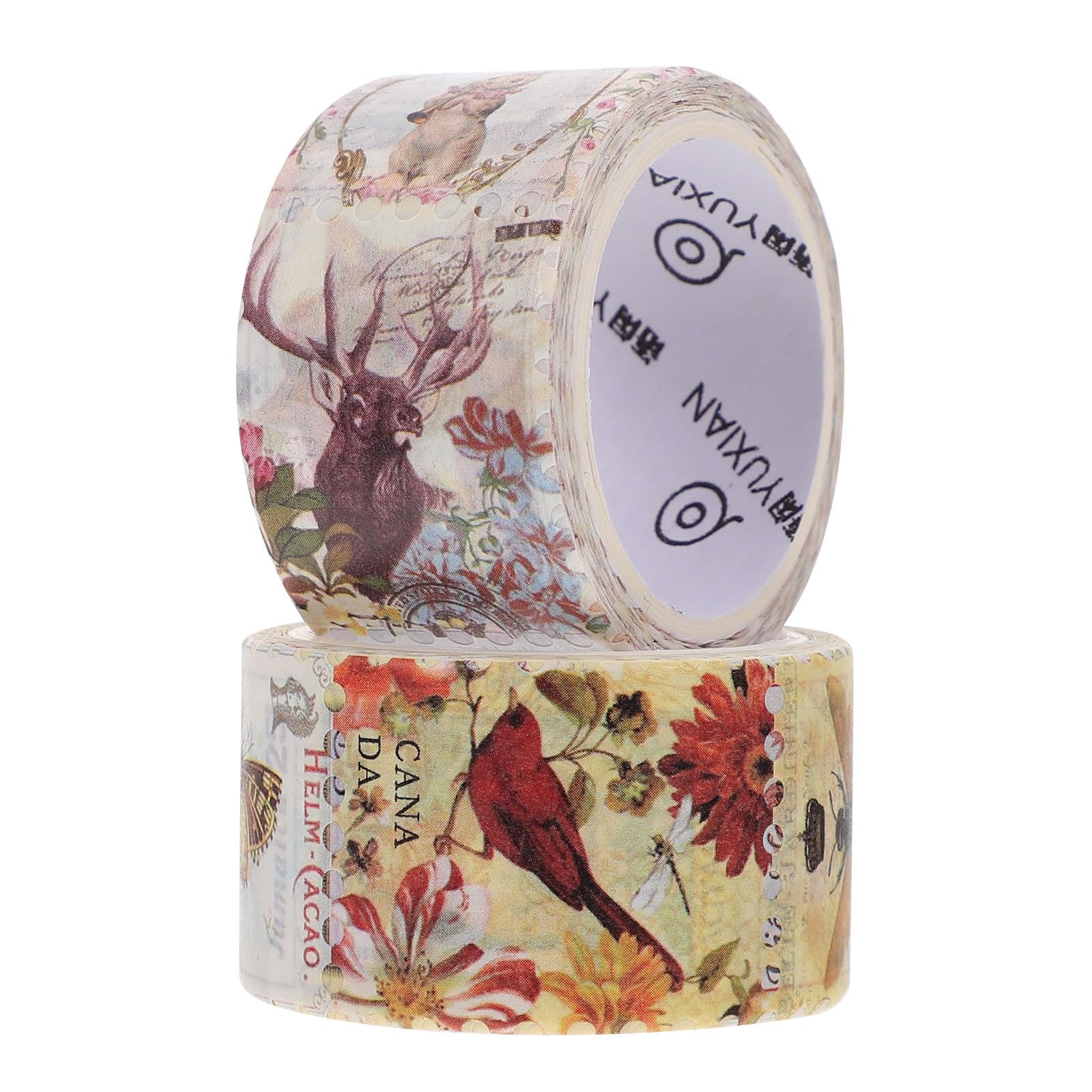 DIYEAH Sticker Mushroom Notebook Plant Flower Applique Washi Tape Stamp Decor 2 Rolls