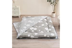Zelladorra Futon Mattress Cover, Zippered Japanese Floor Mattress Protector, Machine Washable (Grey Cotton, Full)