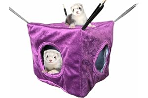 Vedem Ferret Cube Hammock Small Animals Cage Hanging Bunkbed Hideout Warm Bed (Purple)