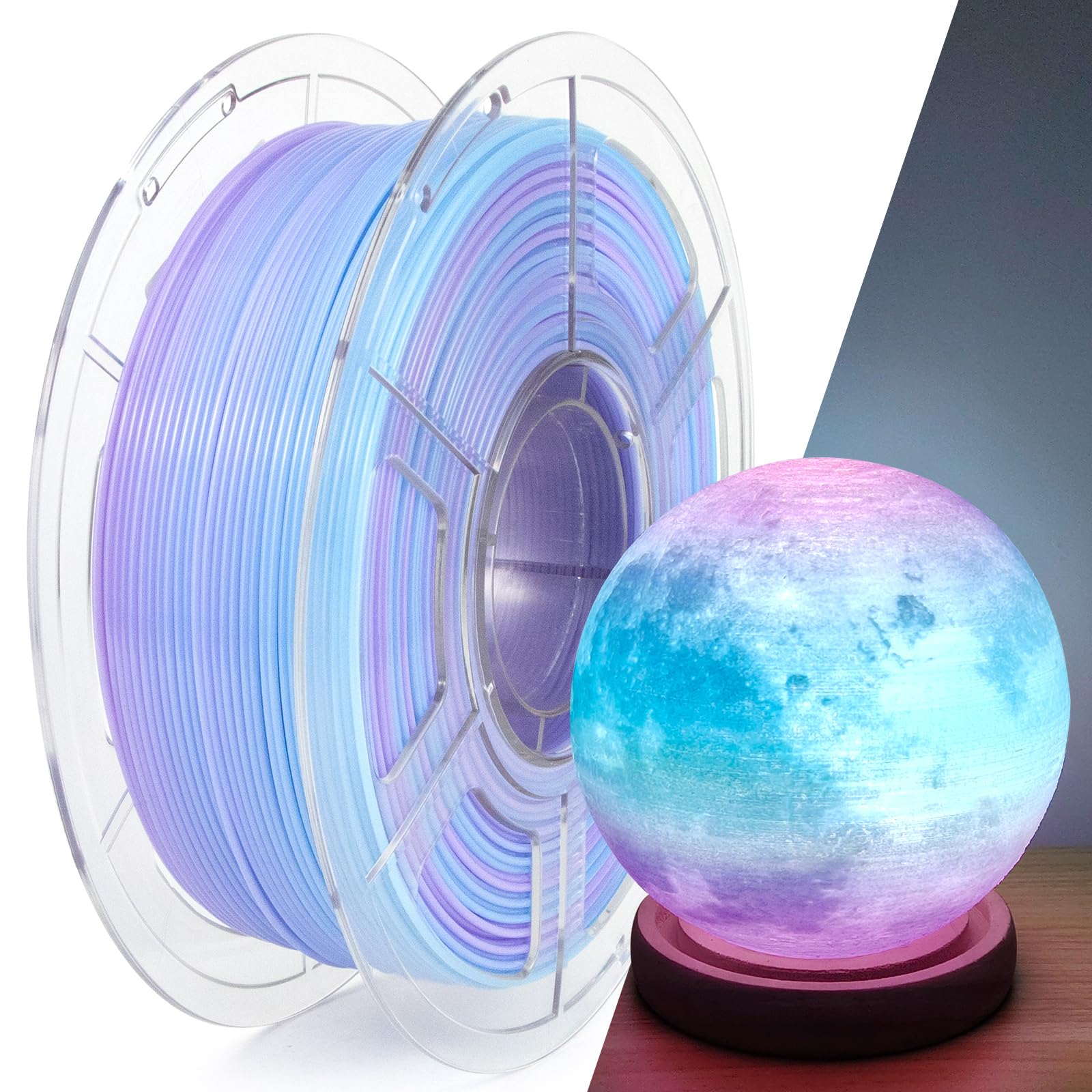 Photo 1 of IEMAI PETG Filament 1.75mm, Translucent Dual Color Gradient Blue to Purple, High-Speed 3D Printer Filament Up to 600mm/s, 1kg Spool for Artistic Creations & Home Decor