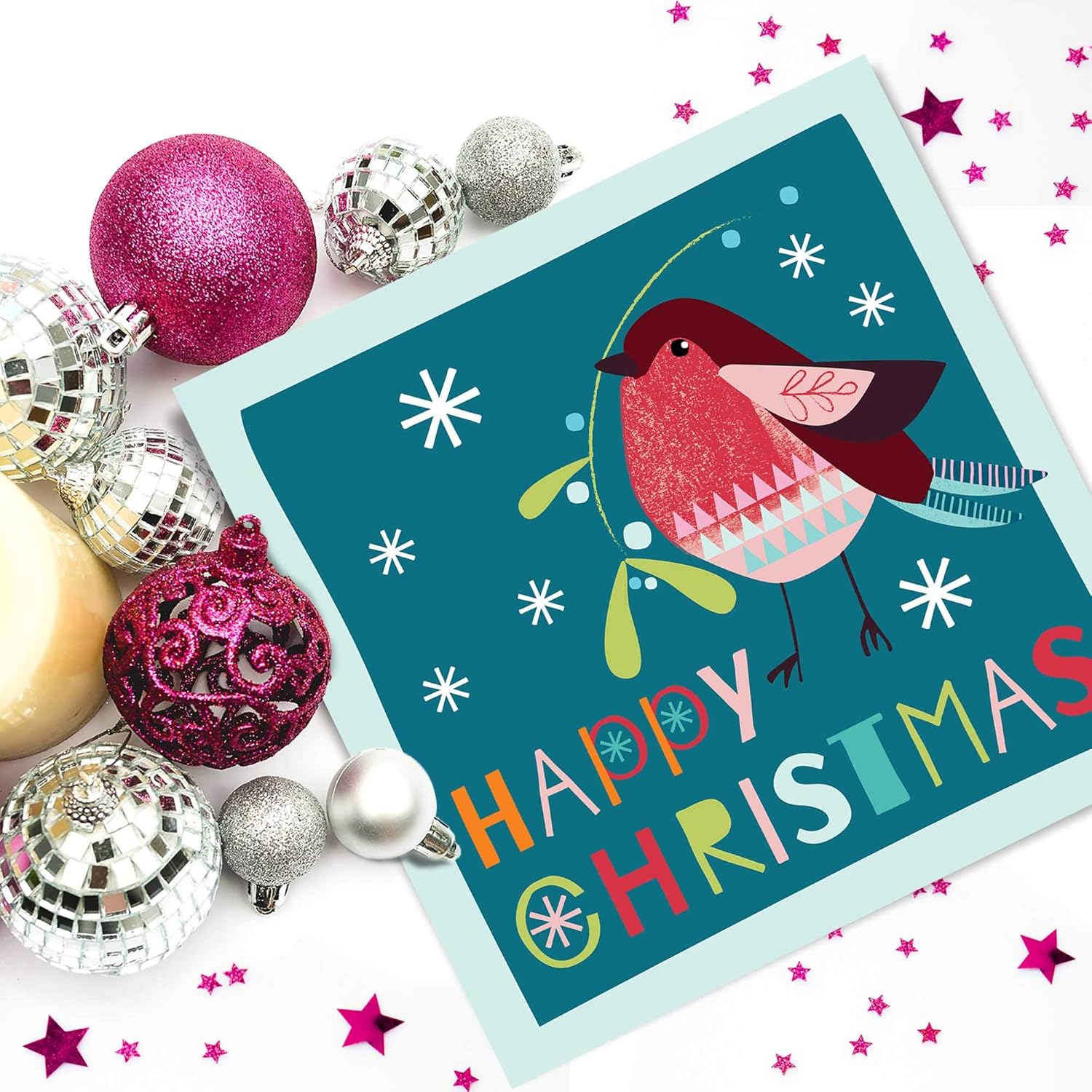 Christmas cards pack, Robin Happy Christmas, 10 Christmas cards 2025 with 10 white envelopes, Designed - Image 4