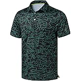 Obla Mens Golf Polo Shirts Short Sleeve Dry Fit Performance Moisture Wicking Casual Print Collared Golf Shirts for Men