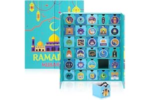 FillTouch Ramadan Calendar with Drawers Eid Mubarak Advent Pre Assembled Calendar Decorations 30 Day Countdown Calendar with Colorful and Festive Islamic Art Cardboard Number Storage Box Ramadan Gift