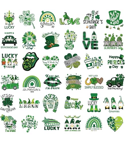 St. Patrick’s Day Iron On Transfers – 30 Pcs Four Leaf Clover Patches For Shirts, Bags & DIY Decor - View #6