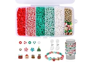 YINGKIS Clay Beads Christmas Bracelet Making Kit – 5000PCS Premium Red Green White Heishi Beads Set with 30 Xmas Charms, Gold Spacers and Elastic Cord for DIY Holiday Jewelry Crafts & Festive Gifts