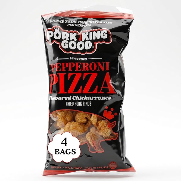 PORK KING GOOD PEPPERONI PIZZA PORK RINDS (CHICHARRONES)...