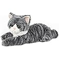 Cuckool Gray Tabby Cat Stuffed Animals, Microwavable Stuffed Animals Heating Pad for Cramps, Pain Stress Relief, Heatable & Coolable Lavender Scented Plush Toys for Anxiety, Women Kids Bedtime