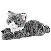 Gray Tabby Cat Stuffed Animals, Microwavable Stuffed Animal Adorable Fluffy Cat Plush for Warmth &amp; Comfort, Heatable &amp; Coolable Lavender Scent Cat Toys, Cute Soft Plushies Cat Gifts for Kids &amp; Adults
