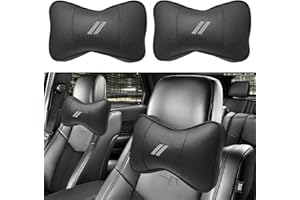 YOSRTER 2 PCS Neck Pillow for Dodge Charger Challenger Durango Journey Universal Fit to All Dodge Comfortable Soft Seat Headrest Removable Neck Support for Dodge Accessories（Gray Trim）
