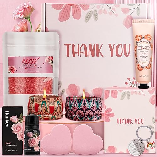 Thank You Gifts for Women, Pamper Sets for Women Gifts, Care Package for Her, Relaxation Bath Pamper Hamper Gift Box for Best Friend,Mum,Wife,Sister,christmas gifts(Rose)