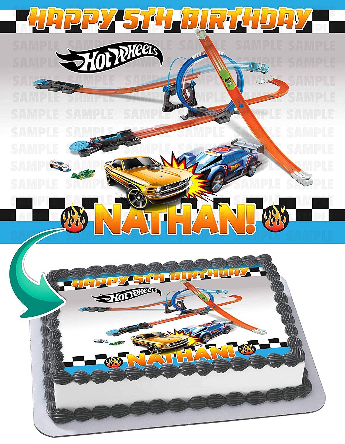 Buy HOT WHEELS Race Car Edible Image Cake Topper Party Personalized 1/4