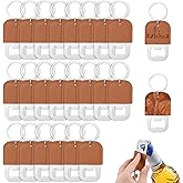 Tolare 24 Pack Brown Leather Stainless Steel Bottle Opener Keychain, Personalized Bottle Opener for Wedding, Party, Bar, Oktoberfest, DIY Gift