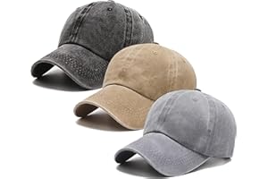 JCUTELRY 3 Pack Washed Plain Vintage Baseball Cap Cotton Adjustable Twill Bulk Low Profile Classic Dad Hat for Men/Women