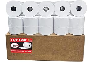 (10 Rolls) 3 1/8 x 230 Thermal Paper Receipt Rolls (55 GSM - 80mm x 70m) Fits All POS Cash Registers TM-T88III, TM-T88IV, TM-T88V, TSP100, CT-S300, CT-S2000, BPA Free from BuyRegisterRolls