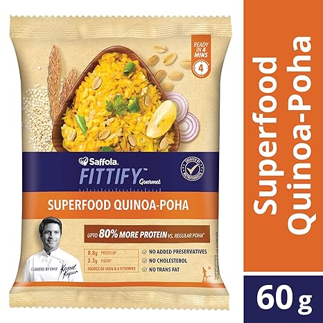 Saffola FITTIFY Gourmet Superfood Quinoa Poha, Power Breakfast, 60g