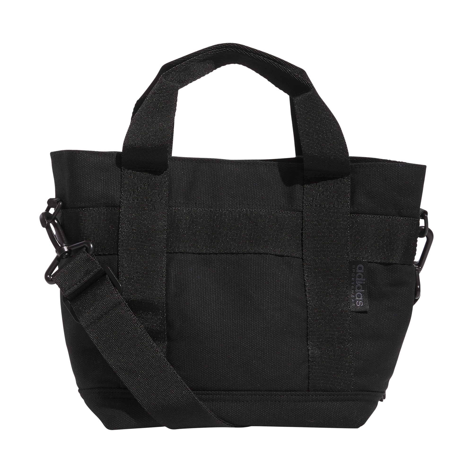 adidas Mini Tote (5L) Small Compact Durable Travel Crossbody Carry Bag, Canvas/Black, One Size