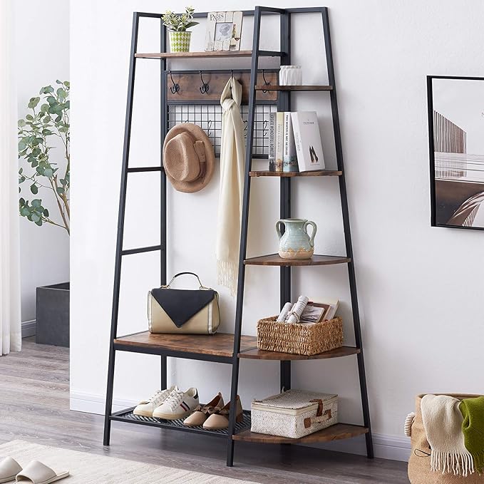 OIAHOMY Perchero con banco de almacenamiento de zapatos para entrada