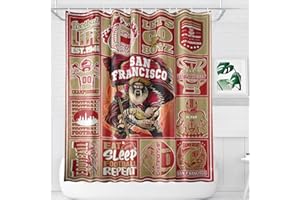 MAUPIVAE San Francisco Shower Curtain, American Sports Football Shower Curtain for Home Bathroom Decor, Football Team Color Curtain 60x72 Inch