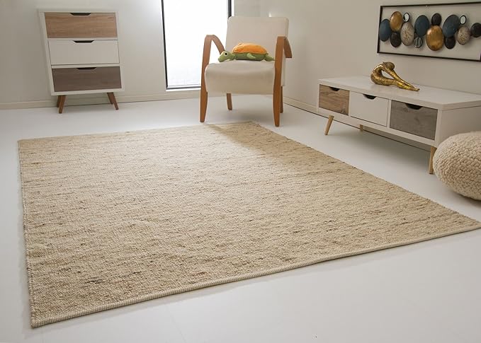 Leutasch Handweb Teppich aus 100% Schurwolle - natur, Größe: 300x390 cm