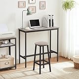 VASAGLE Bar Stools Set of 2 Greige Black Metal Frame Footrest 32x65 cm view 4