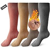 Knee High Socks for Woman, Boot Sock/Long Sock Cotton Thermal Socks for Hiking Skiing Winter Gifts-4pairs