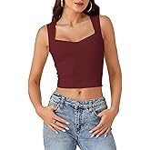 LYANER Women's Summer Crop Tops Square Neck Sleeveless Tank Top Sexy Cami Shirts
