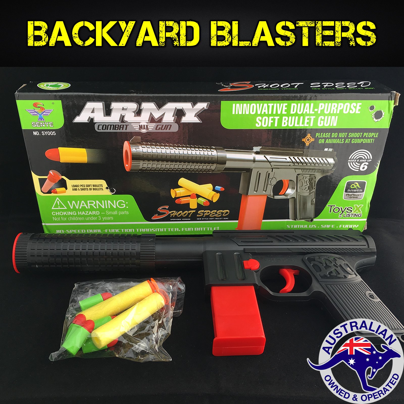 Backyard Blasters Toy Gun KG9 Rubber Bullet subMachine Pistol Buy