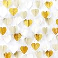 Navy Blue White Gold 3D Heart Banners - 39 Foot Long Party Garland For Decorations