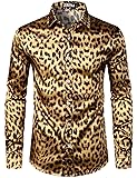 ZEROYAA Men's Hipster Leopard Printed Silk Like