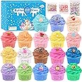 18 Pack Super Soft Christmas Butter Slime Kit, with Candy, Ice Cream, Fruit, Cute Fun Charms, Scented Slime Party Favor Gifts for Girls and Boys, DIY Putty Toys for Kids