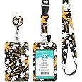 ID Badge Holder with Lanyard, Retractable Badge Holders Reels with Lanyards Adjustable, for Women Kids Teacher Nurses Doctor Student